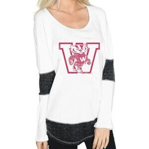 Retro Brand University of Wisconsin Madison Waffle Knit Shirt Women Medium White